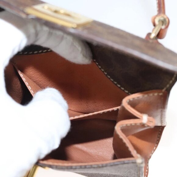 CELINE Macadam Canvas Mini Hand Bag PVC Leather 2way Brown Gold Auth yk18202 - Picture 13 of 16